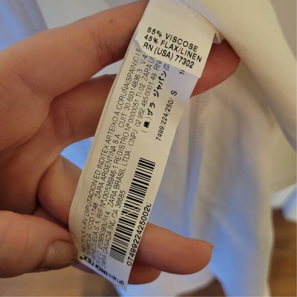 Zara, S | Wrap Midi White T Shirt Dress Linen Blend - Picture 6 of 8